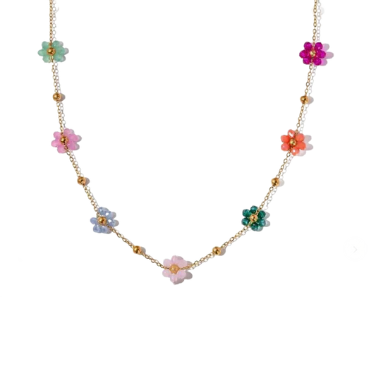 Remi Rainbow Flower Beaded Necklace