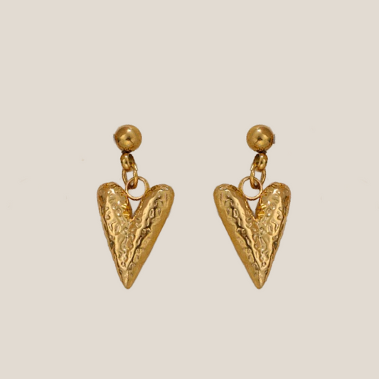 Haras Hammered Heart Drop Earrings