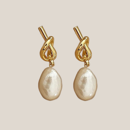 Sue Pearl Drop Knot Earrings