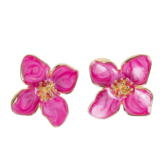 Petra Pink Flower Earrings